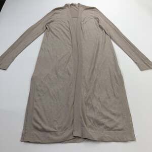Cullen Silk Blend Medium Women's V-Neck Open Front Duster Cardigan Sweater Brown